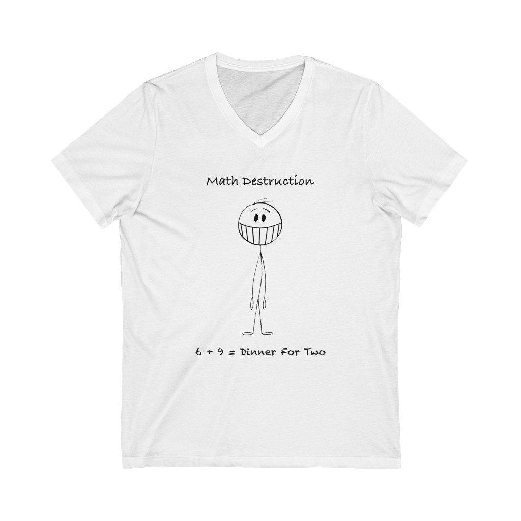 6 + 9 = Unisex Jersey Short Sleeve V-Neck Tee - Image 2